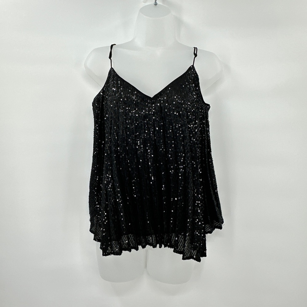 Banana Republic Black Sequin Cami Tank Top Small Party Festival Holiday‎ Concert